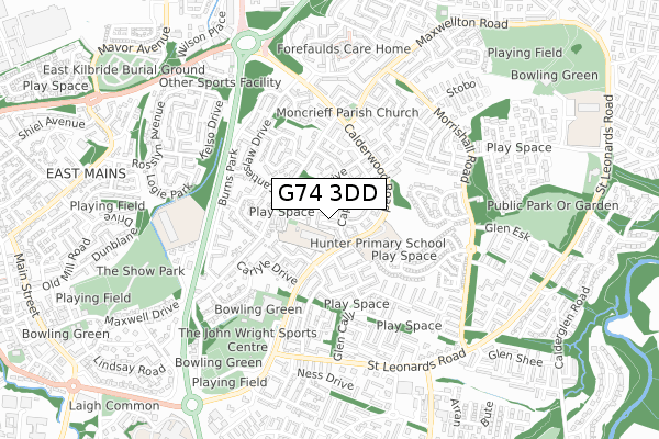 G74 3DD map - small scale - OS Open Zoomstack (Ordnance Survey)