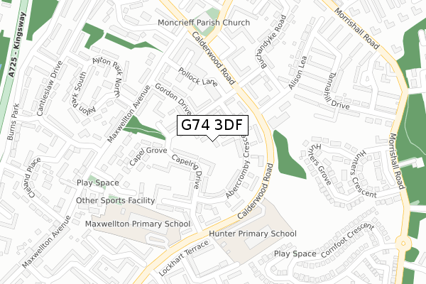 G74 3DF map - large scale - OS Open Zoomstack (Ordnance Survey)