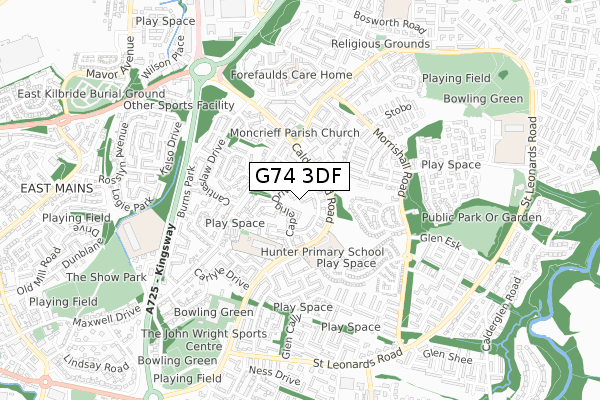 G74 3DF map - small scale - OS Open Zoomstack (Ordnance Survey)