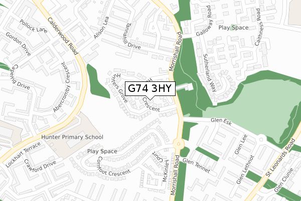 G74 3HY map - large scale - OS Open Zoomstack (Ordnance Survey)