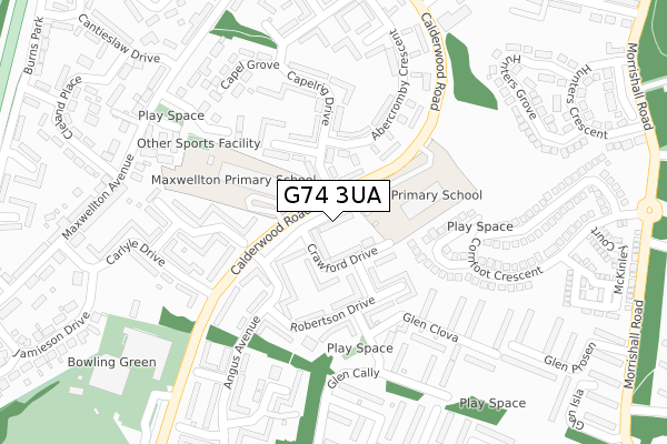 G74 3UA map - large scale - OS Open Zoomstack (Ordnance Survey)