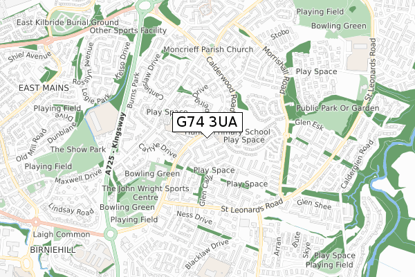 G74 3UA map - small scale - OS Open Zoomstack (Ordnance Survey)