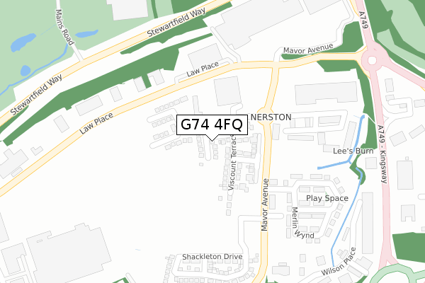 G74 4FQ map - large scale - OS Open Zoomstack (Ordnance Survey)