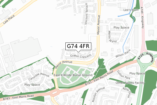 G74 4FR map - large scale - OS Open Zoomstack (Ordnance Survey)