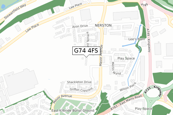 G74 4FS map - large scale - OS Open Zoomstack (Ordnance Survey)