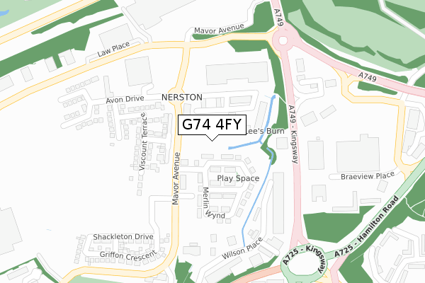 G74 4FY map - large scale - OS Open Zoomstack (Ordnance Survey)