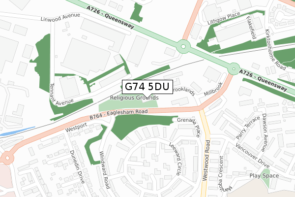 G74 5DU map - large scale - OS Open Zoomstack (Ordnance Survey)