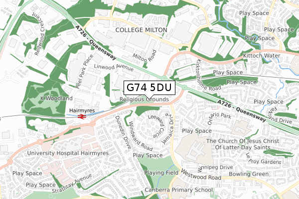 G74 5DU map - small scale - OS Open Zoomstack (Ordnance Survey)