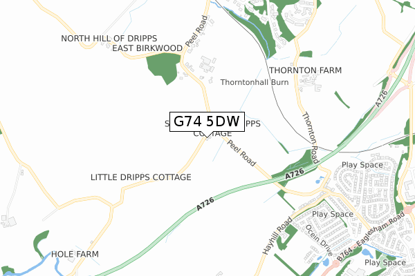 G74 5DW map - small scale - OS Open Zoomstack (Ordnance Survey)