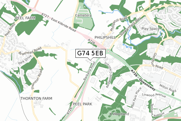 G74 5EB map - small scale - OS Open Zoomstack (Ordnance Survey)