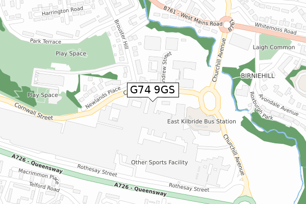 G74 9GS map - large scale - OS Open Zoomstack (Ordnance Survey)