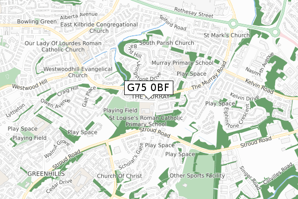 G75 0BF map - small scale - OS Open Zoomstack (Ordnance Survey)