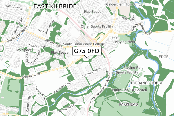 G75 0FD map - small scale - OS Open Zoomstack (Ordnance Survey)