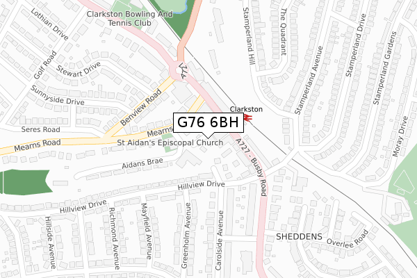 G76 6BH map - large scale - OS Open Zoomstack (Ordnance Survey)