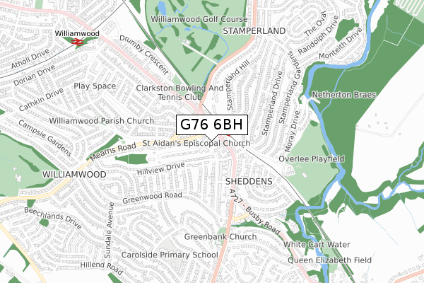 G76 6BH map - small scale - OS Open Zoomstack (Ordnance Survey)