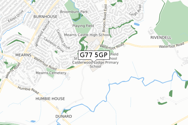 G77 5GP map - small scale - OS Open Zoomstack (Ordnance Survey)