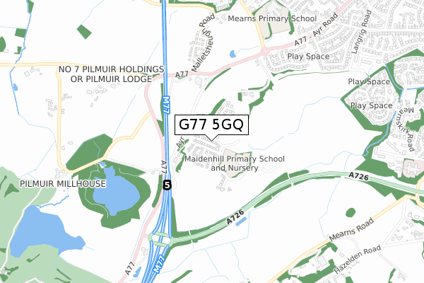 G77 5GQ map - small scale - OS Open Zoomstack (Ordnance Survey)