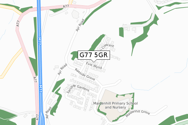 G77 5GR map - large scale - OS Open Zoomstack (Ordnance Survey)