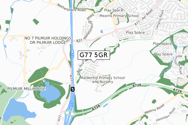 G77 5GR map - small scale - OS Open Zoomstack (Ordnance Survey)