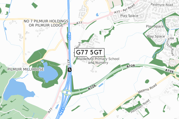 G77 5GT map - small scale - OS Open Zoomstack (Ordnance Survey)