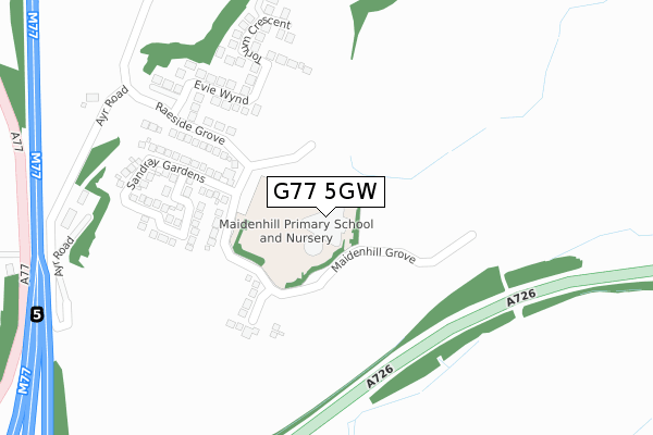 G77 5GW map - large scale - OS Open Zoomstack (Ordnance Survey)