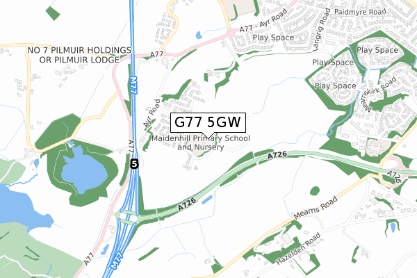 G77 5GW map - small scale - OS Open Zoomstack (Ordnance Survey)