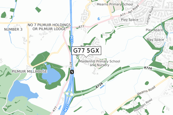 G77 5GX map - small scale - OS Open Zoomstack (Ordnance Survey)