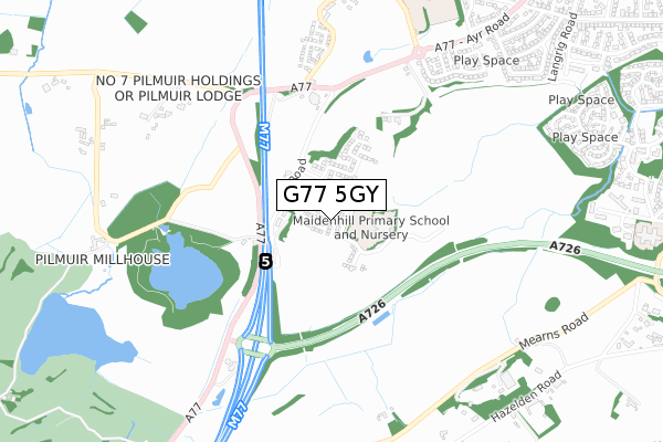 G77 5GY map - small scale - OS Open Zoomstack (Ordnance Survey)