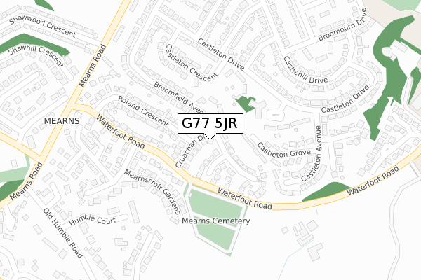 G77 5JR map - large scale - OS Open Zoomstack (Ordnance Survey)