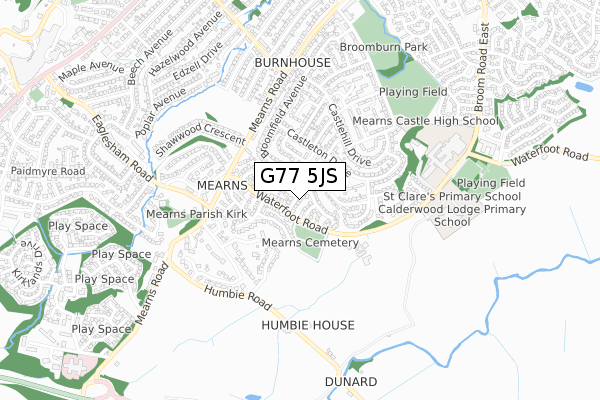 G77 5JS map - small scale - OS Open Zoomstack (Ordnance Survey)