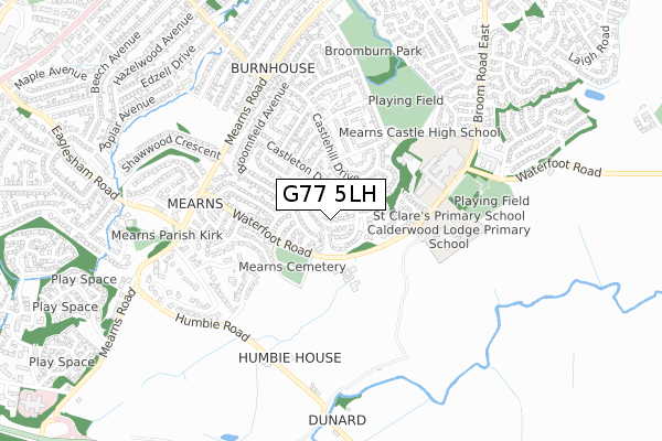 G77 5LH map - small scale - OS Open Zoomstack (Ordnance Survey)