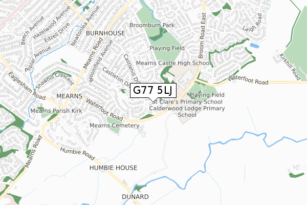 G77 5LJ map - small scale - OS Open Zoomstack (Ordnance Survey)