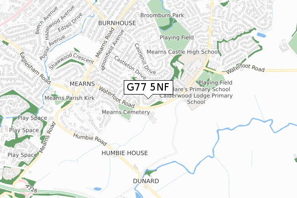 G77 5NF map - small scale - OS Open Zoomstack (Ordnance Survey)