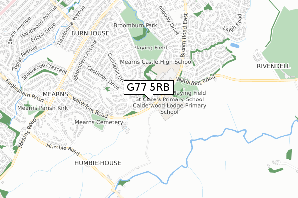 G77 5RB map - small scale - OS Open Zoomstack (Ordnance Survey)