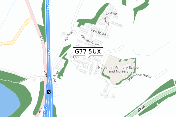 G77 5UX map - large scale - OS Open Zoomstack (Ordnance Survey)