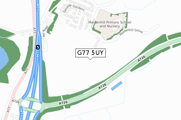 G77 5UY map - large scale - OS Open Zoomstack (Ordnance Survey)