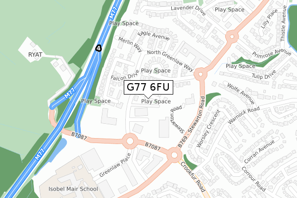 G77 6FU map - large scale - OS Open Zoomstack (Ordnance Survey)