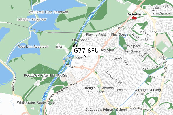 G77 6FU map - small scale - OS Open Zoomstack (Ordnance Survey)