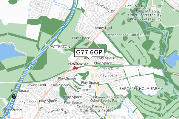 G77 6GP map - small scale - OS Open Zoomstack (Ordnance Survey)