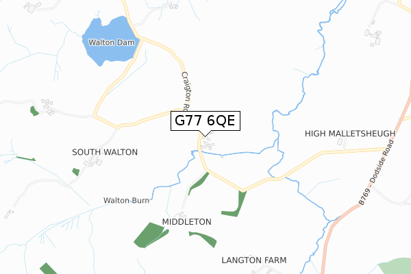 G77 6QE map - small scale - OS Open Zoomstack (Ordnance Survey)