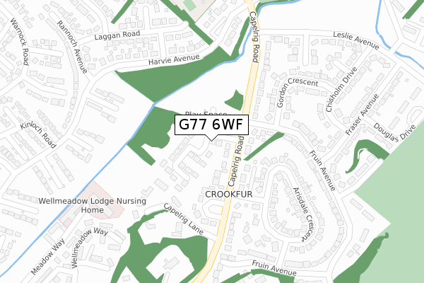 G77 6WF map - large scale - OS Open Zoomstack (Ordnance Survey)