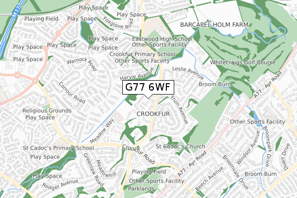 G77 6WF map - small scale - OS Open Zoomstack (Ordnance Survey)