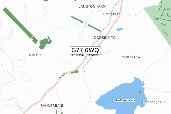 G77 6WQ map - small scale - OS Open Zoomstack (Ordnance Survey)