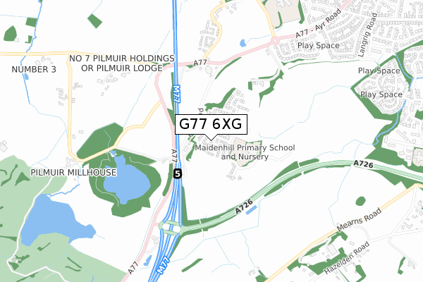 G77 6XG map - small scale - OS Open Zoomstack (Ordnance Survey)