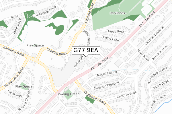 G77 9EA map - large scale - OS Open Zoomstack (Ordnance Survey)