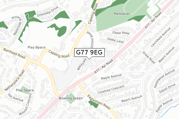 G77 9EG map - large scale - OS Open Zoomstack (Ordnance Survey)