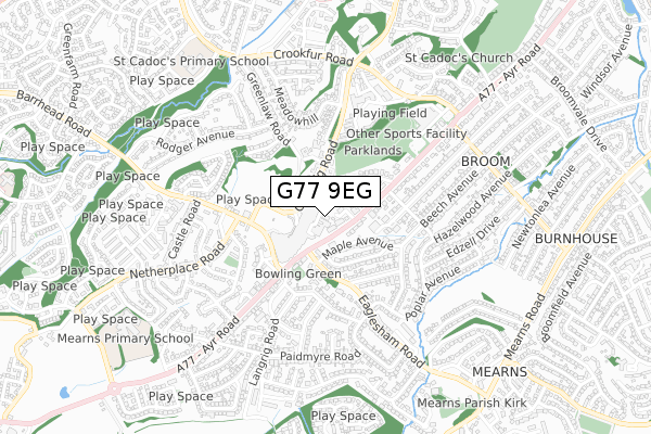 G77 9EG map - small scale - OS Open Zoomstack (Ordnance Survey)