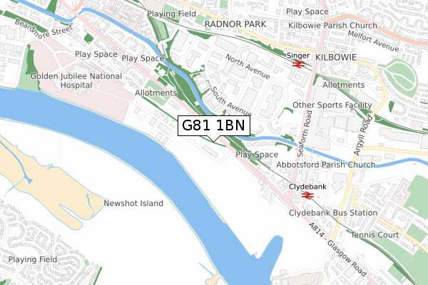 G81 1BN map - small scale - OS Open Zoomstack (Ordnance Survey)