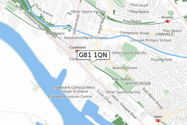 G81 1QN map - small scale - OS Open Zoomstack (Ordnance Survey)