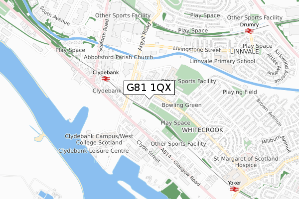 G81 1QX map - small scale - OS Open Zoomstack (Ordnance Survey)